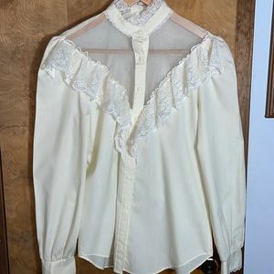 Vintage Shepler's Western Cream Blouse Sz 8